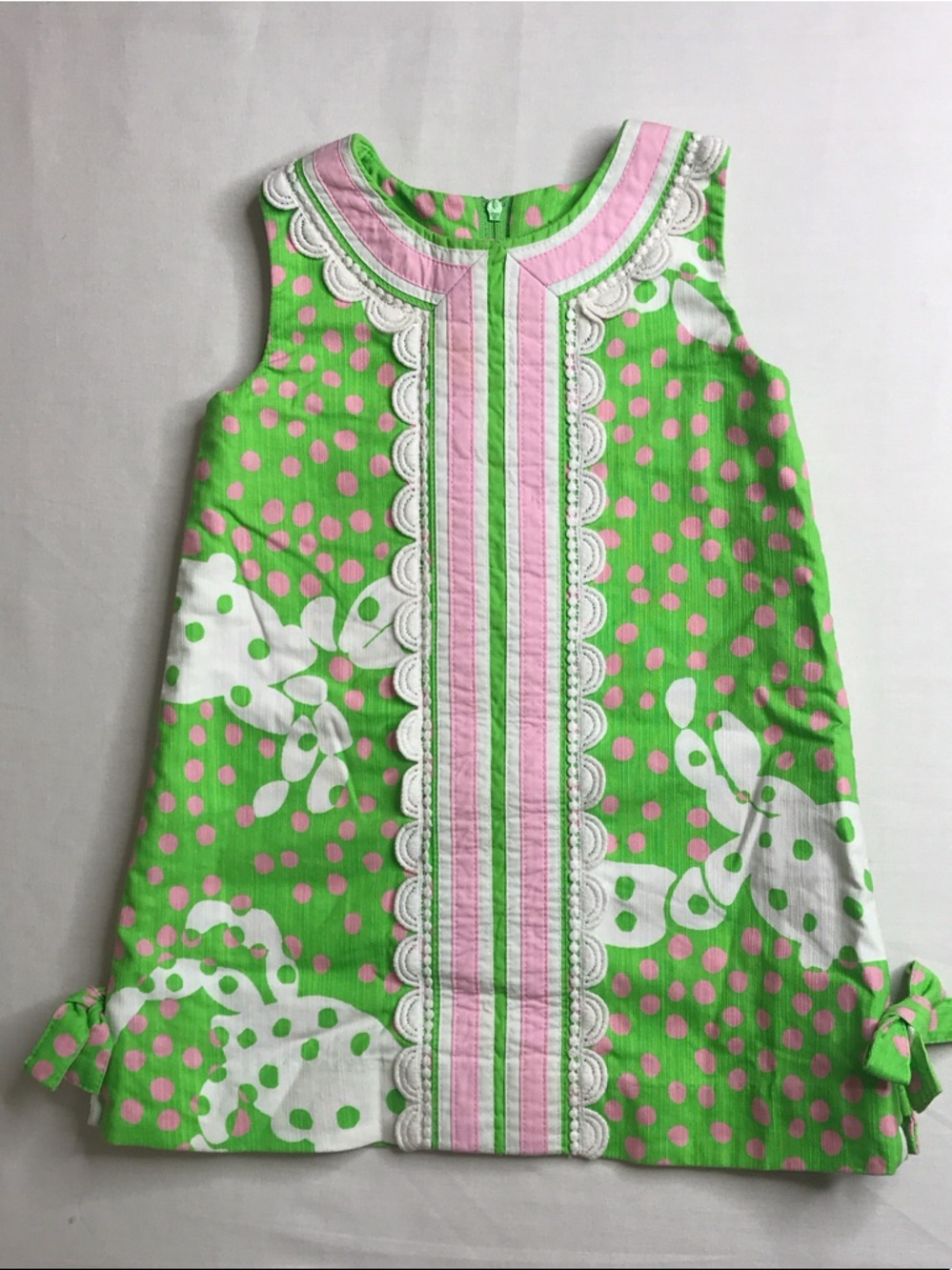 Lilly Pulitzer Green Dress with Pink Polka Dot Print Size 2